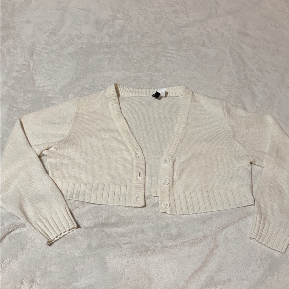 Divided Cream Cropped Cardigan Sweater